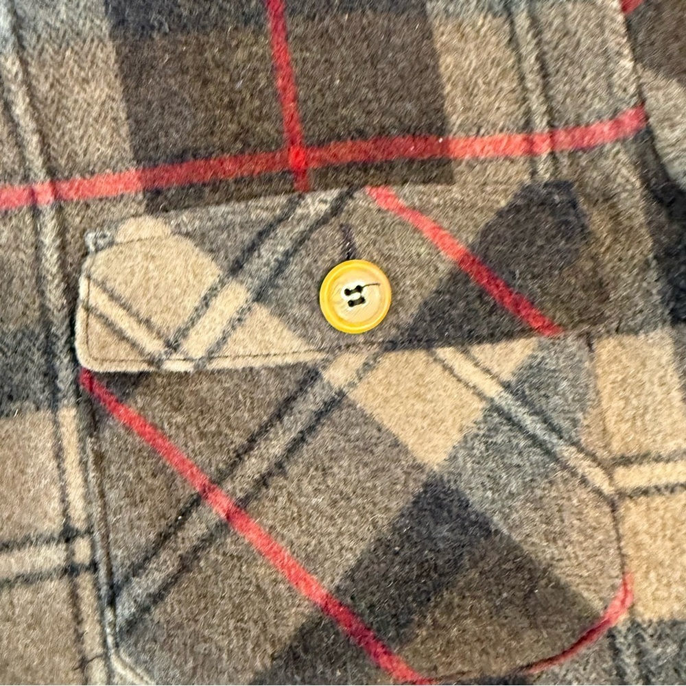 Vintage Le Collezioni Structure men's wool plaid jacket shirt brown tan red M - Picture 5 of 12